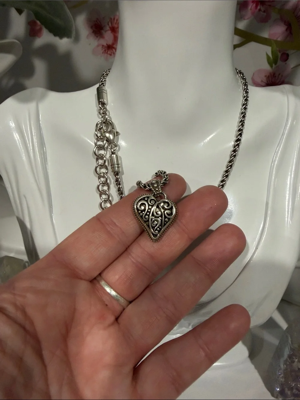 🆕💎RARE SET! BRIGHTON ‘BiBi Gem Heart’ VTG SLVR BLUE Swarovski Crystal Set!